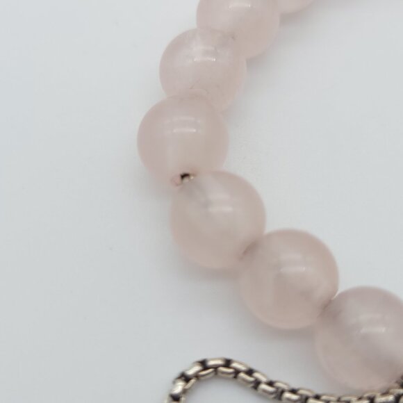 David Yurman Sterling Silver 8mm Rose Quartz Spiritual Bead Beaded Pull Bracelet - Picture 7 of 9